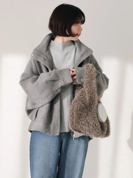 スライバーBIGブルゾン（グレー/ブラック/モカ）｜Samansa Mos2 blue（サマンサモスモス ブルー）通販