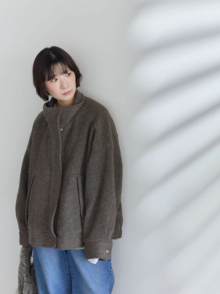 スライバーBIGブルゾン（グレー/ブラック/モカ）｜Samansa Mos2 blue（サマンサモスモス ブルー）通販