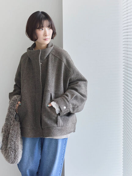 スライバーBIGブルゾン（グレー/ブラック/モカ）｜Samansa Mos2 blue（サマンサモスモス ブルー）通販