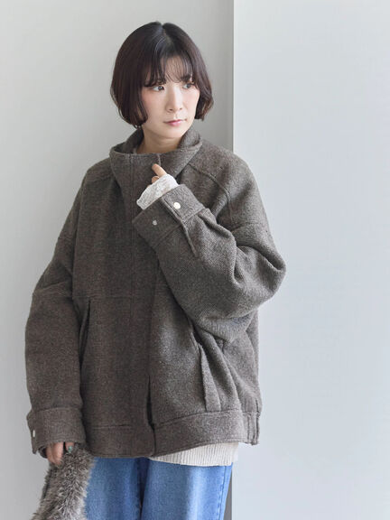 スライバーBIGブルゾン（グレー/ブラック/モカ）｜Samansa Mos2 blue（サマンサモスモス ブルー）通販