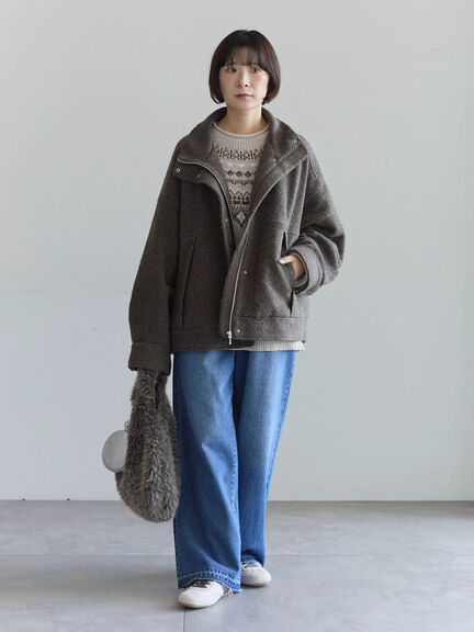 スライバーBIGブルゾン（グレー/ブラック/モカ）｜Samansa Mos2 blue（サマンサモスモス ブルー）通販