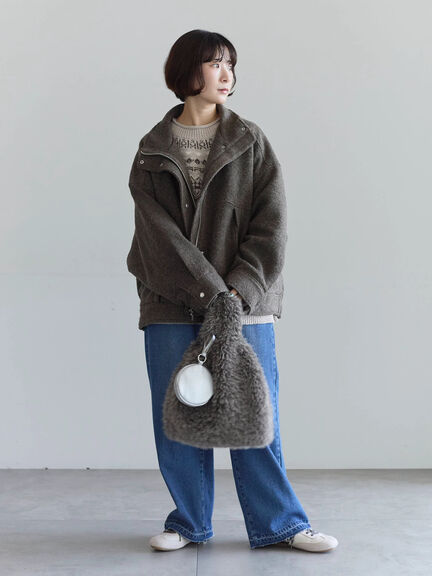 スライバーBIGブルゾン（グレー/ブラック/モカ）｜Samansa Mos2 blue（サマンサモスモス ブルー）通販