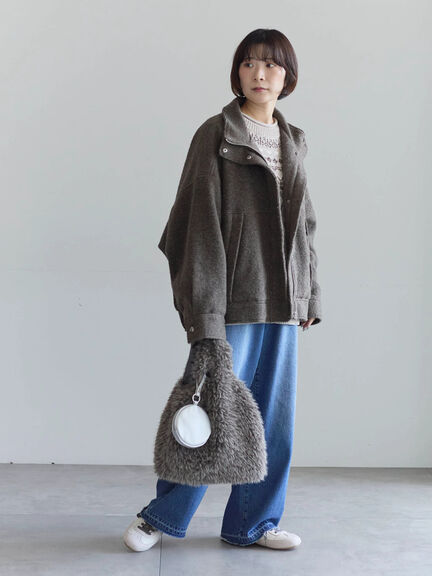 スライバーBIGブルゾン（グレー/ブラック/モカ）｜Samansa Mos2 blue（サマンサモスモス ブルー）通販