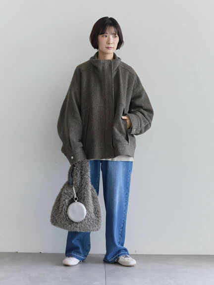 スライバーBIGブルゾン（グレー/ブラック/モカ）｜Samansa Mos2 blue（サマンサモスモス ブルー）通販