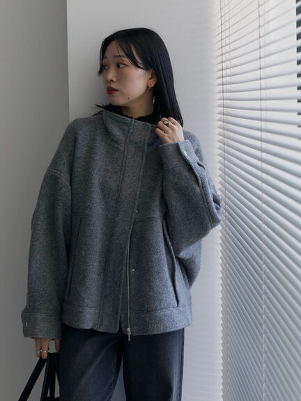 スライバーBIGブルゾン（グレー/ブラック/モカ）｜Samansa Mos2 blue（サマンサモスモス ブルー）通販