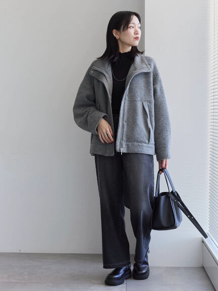 スライバーBIGブルゾン（グレー/ブラック/モカ）｜Samansa Mos2 blue（サマンサモスモス ブルー）通販