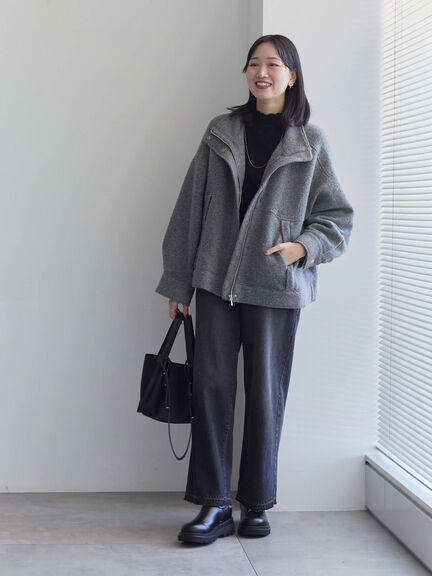 スライバーBIGブルゾン（グレー/ブラック/モカ）｜Samansa Mos2 blue（サマンサモスモス ブルー）通販