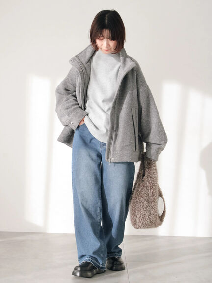 スライバーBIGブルゾン（グレー/ブラック/モカ）｜Samansa Mos2 blue（サマンサモスモス ブルー）通販