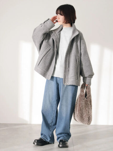 スライバーBIGブルゾン（グレー/ブラック/モカ）｜Samansa Mos2 blue（サマンサモスモス ブルー）通販