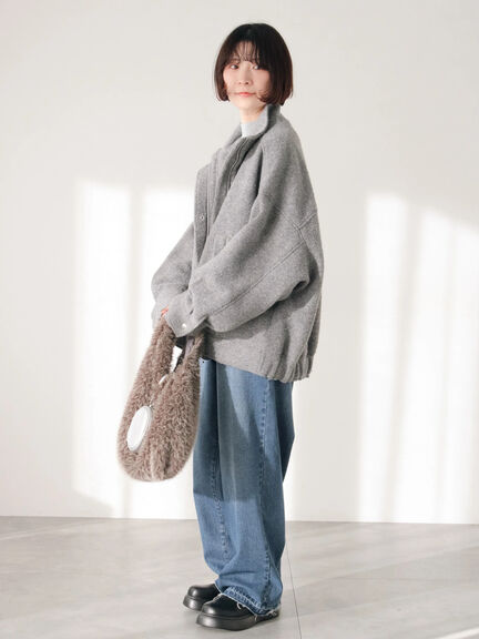 スライバーBIGブルゾン（グレー/ブラック/モカ）｜Samansa Mos2 blue（サマンサモスモス ブルー）通販