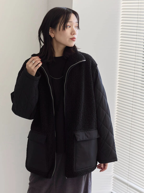 moo セール】 【リバーシブル】キャンディースリーブ中綿コート