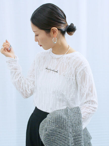 シアージャガードロゴ入りプルオーバー（オフホワイト/チャコールグレー/Ｓグレー）｜Samansa Mos2 blue（サマンサモスモス ブルー）通販