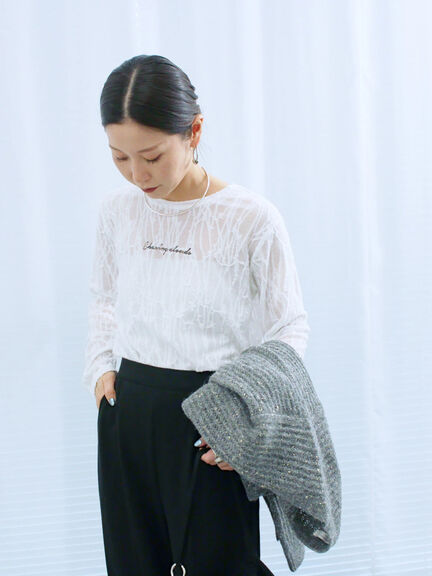 シアージャガードロゴ入りプルオーバー（オフホワイト/チャコールグレー/Ｓグレー）｜Samansa Mos2 blue（サマンサモスモス ブルー）通販