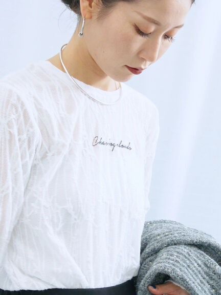 シアージャガードロゴ入りプルオーバー（オフホワイト/チャコールグレー/Ｓグレー）｜Samansa Mos2 blue（サマンサモスモス ブルー）通販