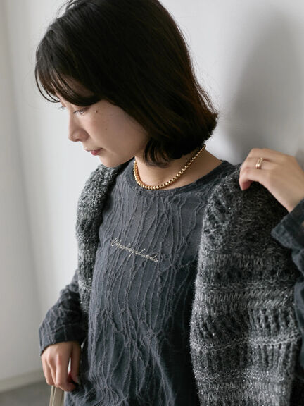 シアージャガードロゴ入りプルオーバー（オフホワイト/チャコールグレー/Ｓグレー）｜Samansa Mos2 blue（サマンサモスモス ブルー）通販