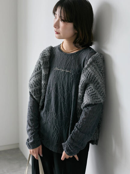 シアージャガードロゴ入りプルオーバー（オフホワイト/チャコールグレー/Ｓグレー）｜Samansa Mos2 blue（サマンサモスモス ブルー）通販