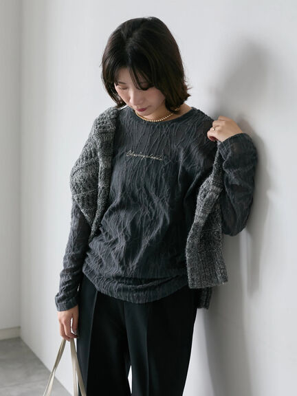 シアージャガードロゴ入りプルオーバー（オフホワイト/チャコールグレー/Ｓグレー）｜Samansa Mos2 blue（サマンサモスモス ブルー）通販