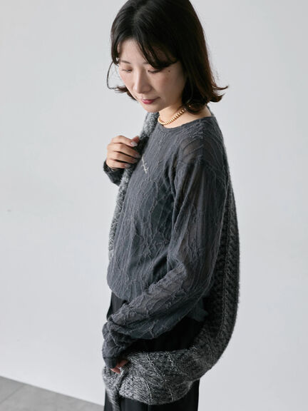 シアージャガードロゴ入りプルオーバー（オフホワイト/チャコールグレー/Ｓグレー）｜Samansa Mos2 blue（サマンサモスモス ブルー）通販