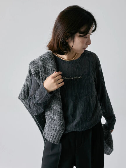 シアージャガードロゴ入りプルオーバー（オフホワイト/チャコールグレー/Ｓグレー）｜Samansa Mos2 blue（サマンサモスモス ブルー）通販