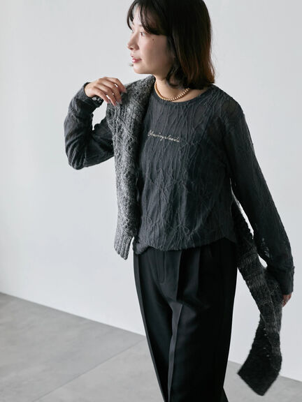 シアージャガードロゴ入りプルオーバー（オフホワイト/チャコールグレー/Ｓグレー）｜Samansa Mos2 blue（サマンサモスモス ブルー）通販