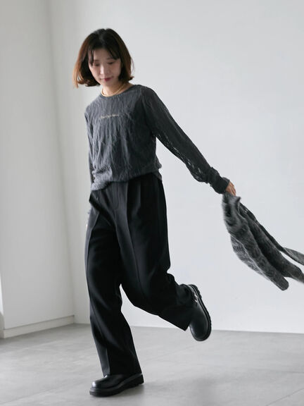 シアージャガードロゴ入りプルオーバー（オフホワイト/チャコールグレー/Ｓグレー）｜Samansa Mos2 blue（サマンサモスモス ブルー）通販