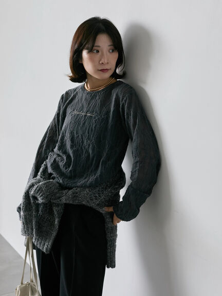 シアージャガードロゴ入りプルオーバー（オフホワイト/チャコールグレー/Ｓグレー）｜Samansa Mos2 blue（サマンサモスモス ブルー）通販