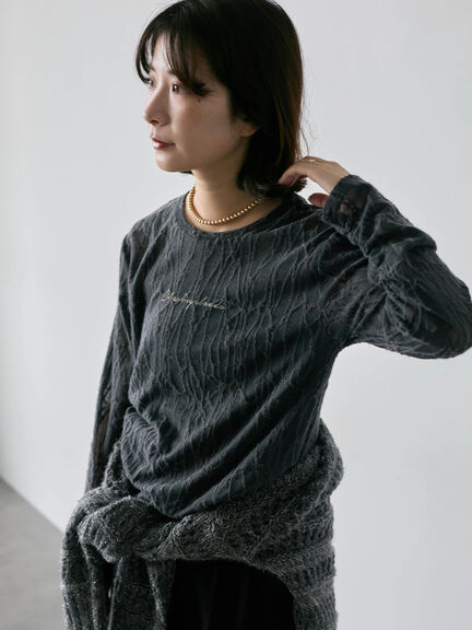 シアージャガードロゴ入りプルオーバー（オフホワイト/チャコールグレー/Ｓグレー）｜Samansa Mos2 blue（サマンサモスモス ブルー）通販