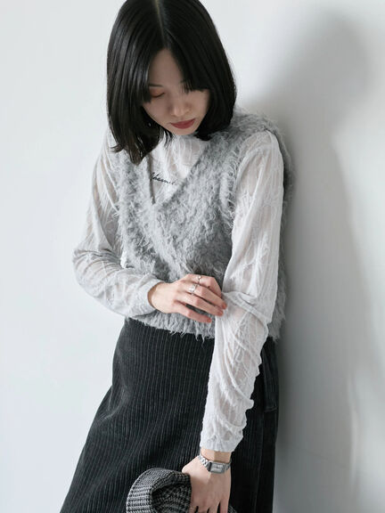 シアージャガードロゴ入りプルオーバー（オフホワイト/チャコールグレー/Ｓグレー）｜Samansa Mos2 blue（サマンサモスモス ブルー）通販