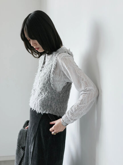 シアージャガードロゴ入りプルオーバー（オフホワイト/チャコールグレー/Ｓグレー）｜Samansa Mos2 blue（サマンサモスモス ブルー）通販