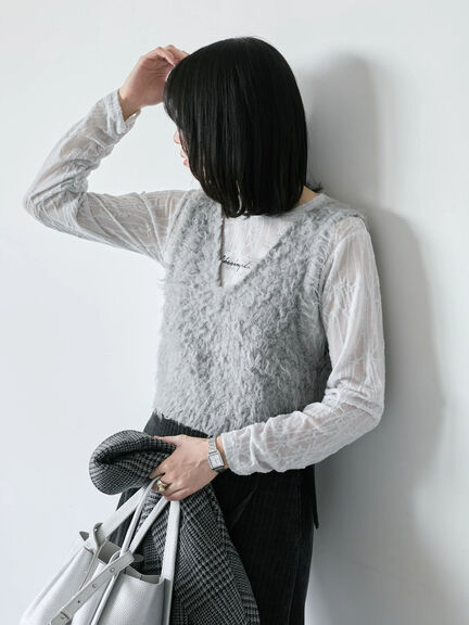 シアージャガードロゴ入りプルオーバー（オフホワイト/チャコールグレー/Ｓグレー）｜Samansa Mos2 blue（サマンサモスモス ブルー）通販