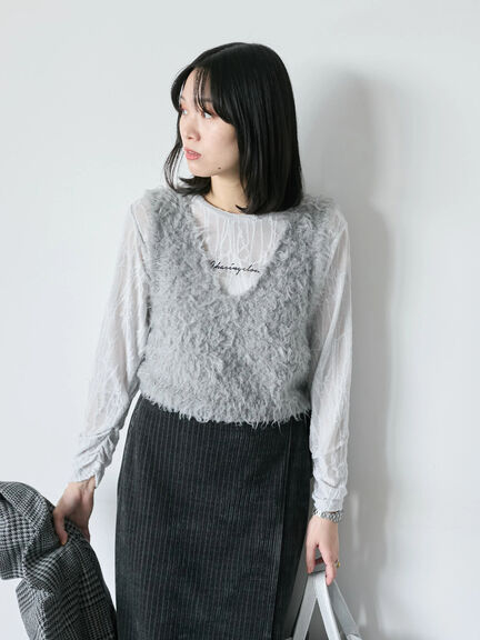 シアージャガードロゴ入りプルオーバー（オフホワイト/チャコールグレー/Ｓグレー）｜Samansa Mos2 blue（サマンサモスモス ブルー）通販