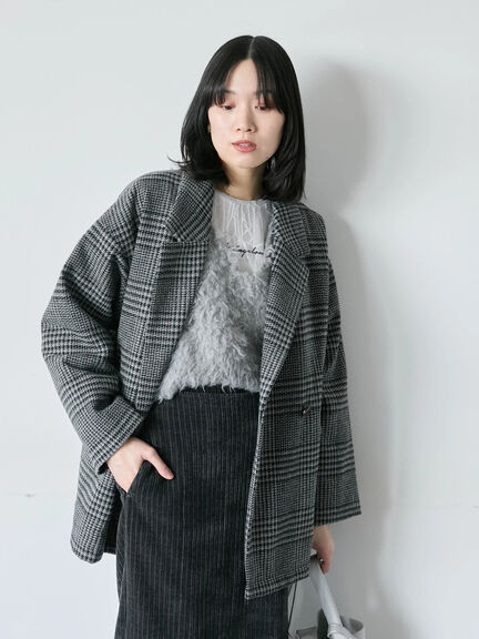 シアージャガードロゴ入りプルオーバー（オフホワイト/チャコールグレー/Ｓグレー）｜Samansa Mos2 blue（サマンサモスモス ブルー）通販