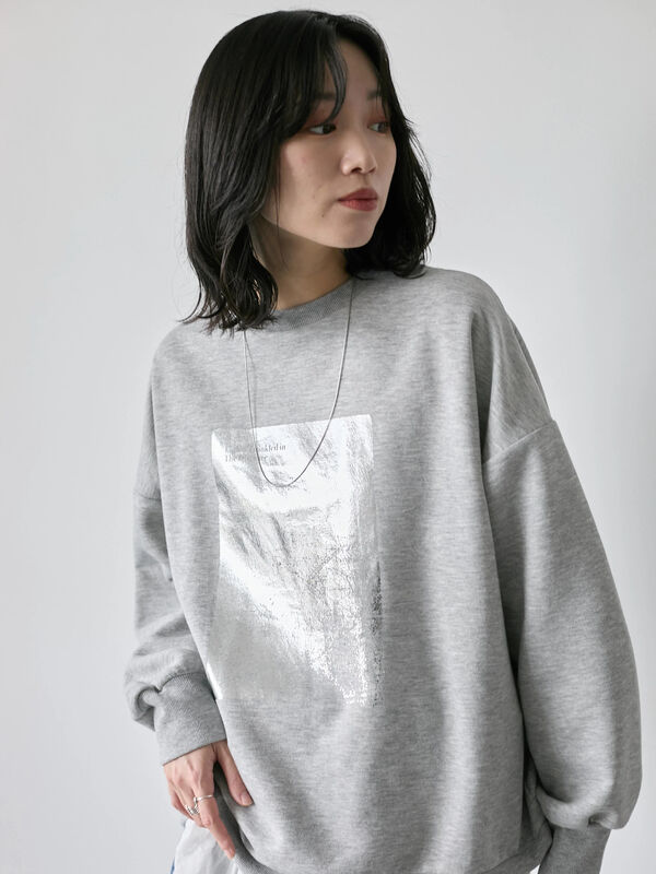 ◎箔プリントスウェット（オフホワイト/チャコールグレー/TOPグレー