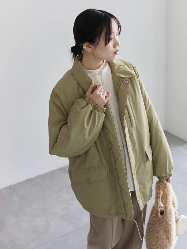 襟付中綿ブルゾン（カーキ）｜Samansa Mos2 blue（サマンサモスモス ブルー）通販