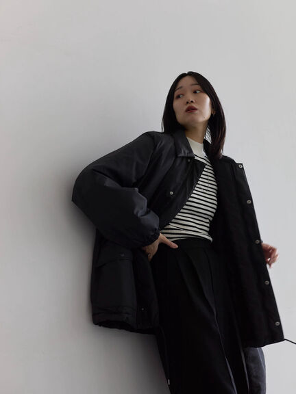 襟付中綿ブルゾン（ブラック/ライトベージュ/カーキ）｜Samansa Mos2 blue（サマンサモスモス ブルー）通販