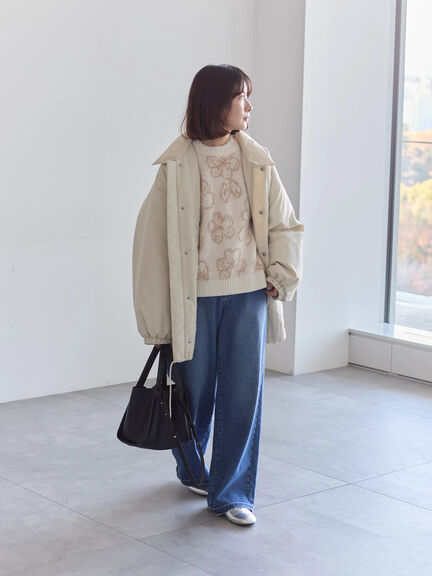 襟付中綿ブルゾン（ブラック/ライトベージュ/カーキ）｜Samansa Mos2 blue（サマンサモスモス ブルー）通販