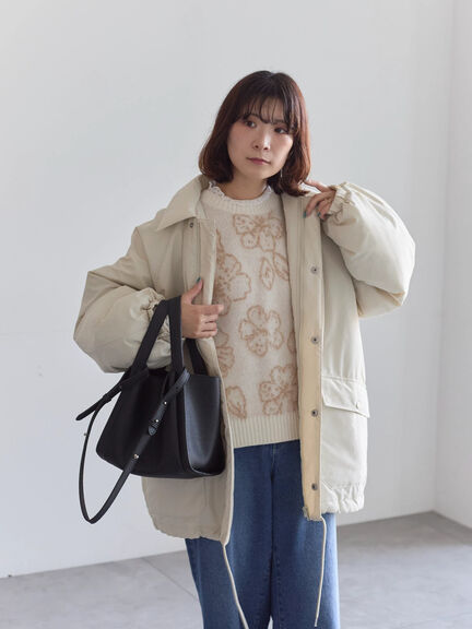 襟付中綿ブルゾン（ブラック/ライトベージュ/カーキ）｜Samansa Mos2 blue（サマンサモスモス ブルー）通販