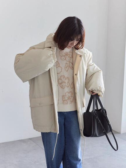 襟付中綿ブルゾン（ブラック/ライトベージュ/カーキ）｜Samansa Mos2 blue（サマンサモスモス ブルー）通販