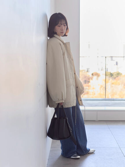 襟付中綿ブルゾン（ブラック/ライトベージュ/カーキ）｜Samansa Mos2 blue（サマンサモスモス ブルー）通販