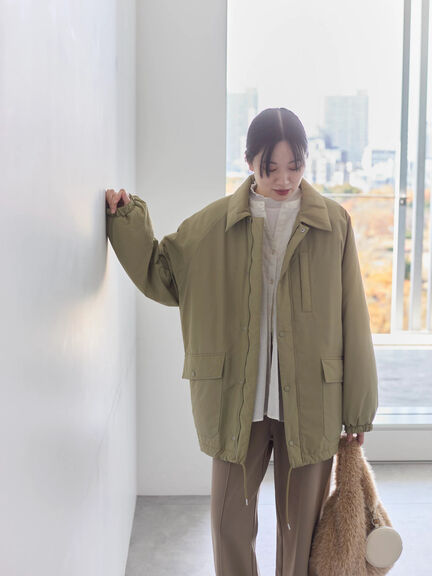 襟付中綿ブルゾン（ブラック/ライトベージュ/カーキ）｜Samansa Mos2 blue（サマンサモスモス ブルー）通販