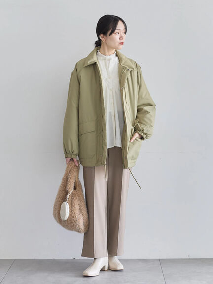 襟付中綿ブルゾン（ブラック/ライトベージュ/カーキ）｜Samansa Mos2 blue（サマンサモスモス ブルー）通販