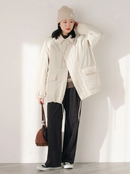 襟付中綿ブルゾン（ブラック/ライトベージュ/カーキ）｜Samansa Mos2 blue（サマンサモスモス ブルー）通販