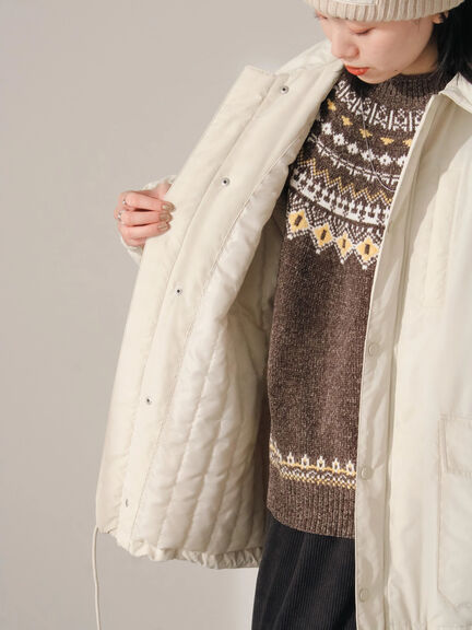 襟付中綿ブルゾン（ブラック/ライトベージュ/カーキ）｜Samansa Mos2 blue（サマンサモスモス ブルー）通販