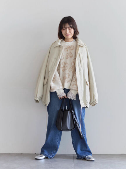 襟付中綿ブルゾン（ブラック/ライトベージュ/カーキ）｜Samansa Mos2 blue（サマンサモスモス ブルー）通販