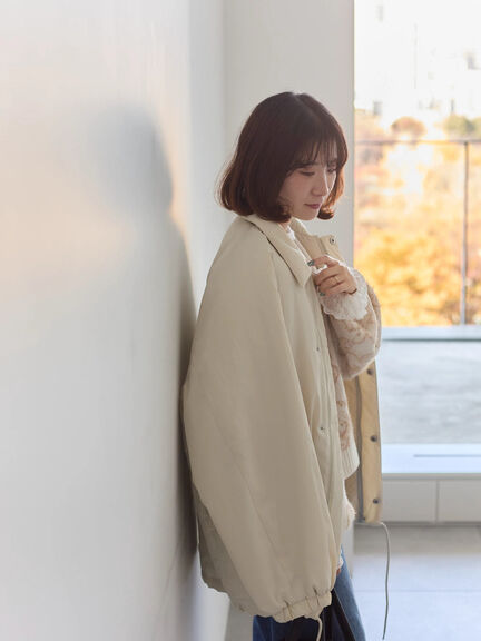 襟付中綿ブルゾン（ブラック/ライトベージュ/カーキ）｜Samansa Mos2 blue（サマンサモスモス ブルー）通販