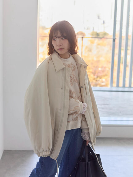 襟付中綿ブルゾン（ブラック/ライトベージュ/カーキ）｜Samansa Mos2 blue（サマンサモスモス ブルー）通販