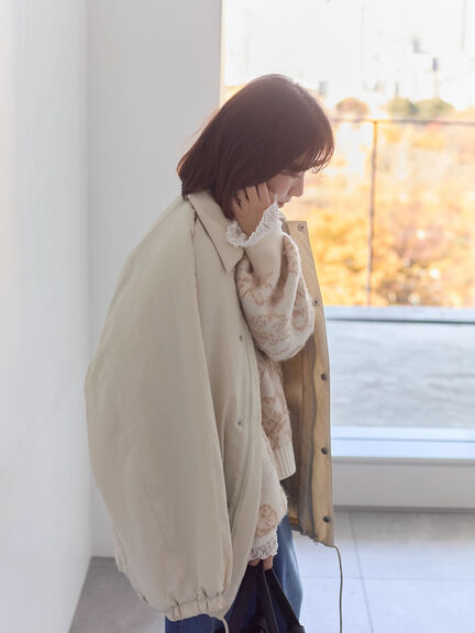 襟付中綿ブルゾン（ブラック/ライトベージュ/カーキ）｜Samansa Mos2 blue（サマンサモスモス ブルー）通販