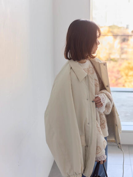 襟付中綿ブルゾン（ブラック/ライトベージュ/カーキ）｜Samansa Mos2 blue（サマンサモスモス ブルー）通販