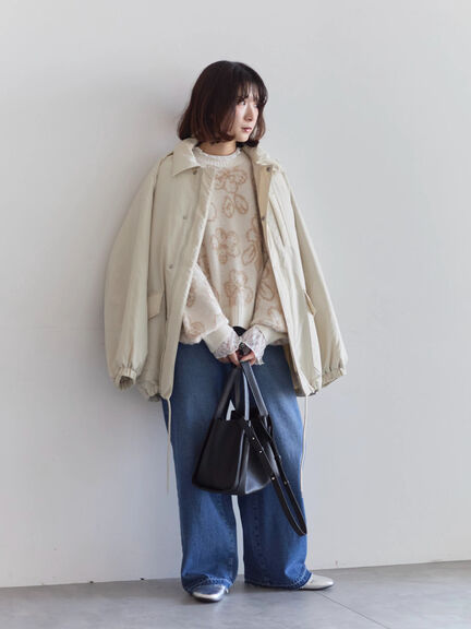 襟付中綿ブルゾン（ブラック/ライトベージュ/カーキ）｜Samansa Mos2 blue（サマンサモスモス ブルー）通販