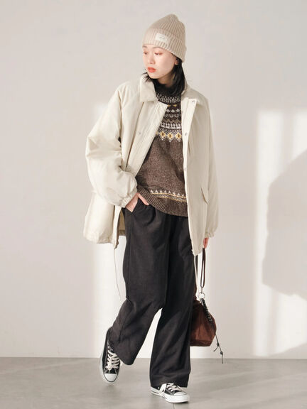 襟付中綿ブルゾン（ブラック/ライトベージュ/カーキ）｜Samansa Mos2 blue（サマンサモスモス ブルー）通販